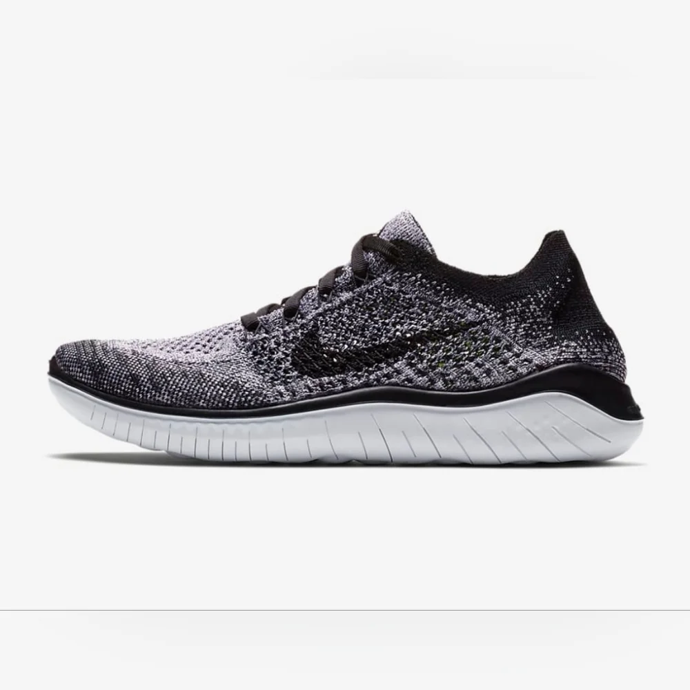 Nike Free Rn Flyknit 2018 White Black Running Shoes Men's 942838-101 Size 10 - Picture 1 of 12